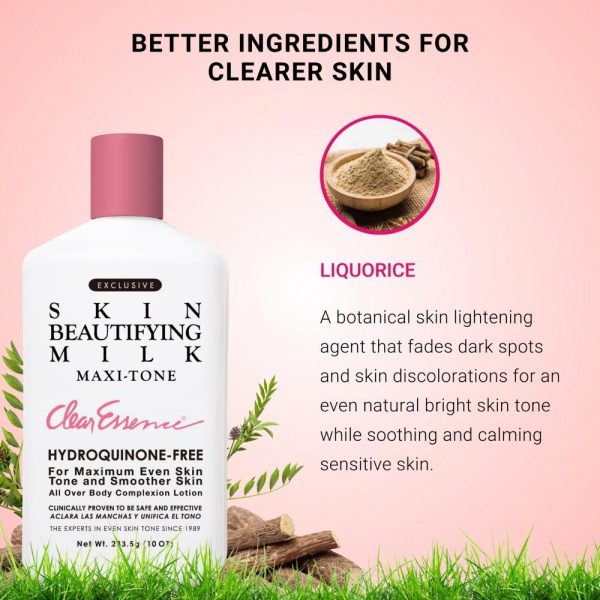 Clear Essence® Exclusive Hydroquinone-Free Skin Beautifying Milk Ingredients